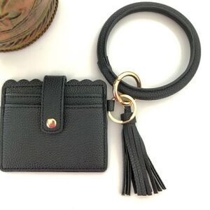 Nanette Lepore burgundy Wristlet wallet bracelet key ring